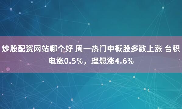炒股配资网站哪个好 周一热门中概股多数上涨 台积电涨0.5%，理想涨4.6%
